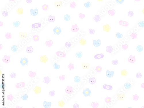4:3 ぷっくりかわいいイラストパターン♪PNG