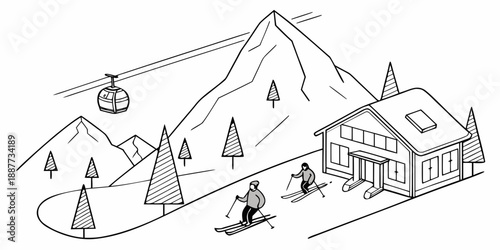 Winter ski resort scene