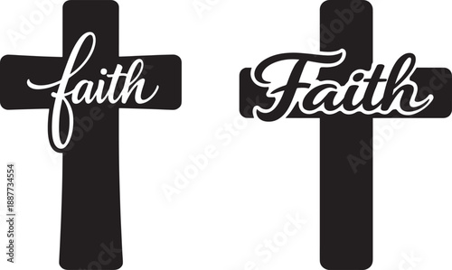 Faith Cross Religious Typography Icon