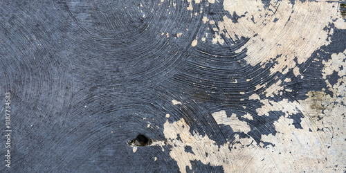 Fotografia Distressed blue painted texture background with peeling paint and circular brush