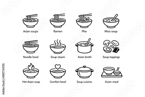 Asian soups and culinary icons: ramen, pho, miso, and more