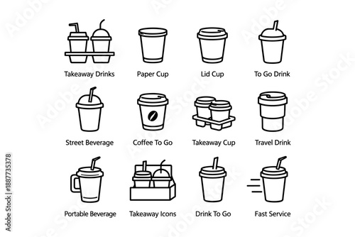 Takeaway drinks overview: coffee, paper cups, and travel beverages for fast service