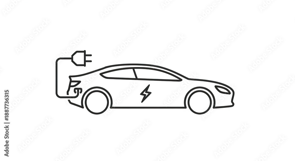 Naklejka premium Electric car icon isolated on white background