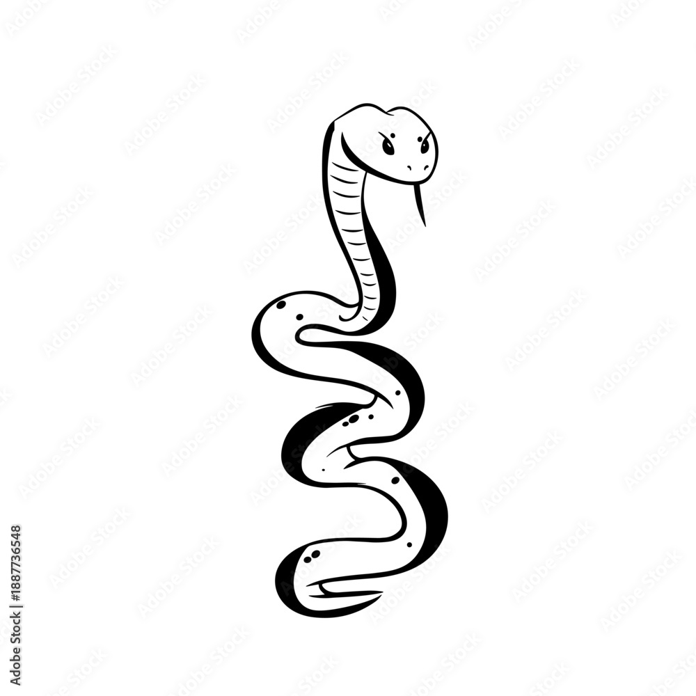 Fototapeta premium Viper. Viper simple black and white line art vector logo