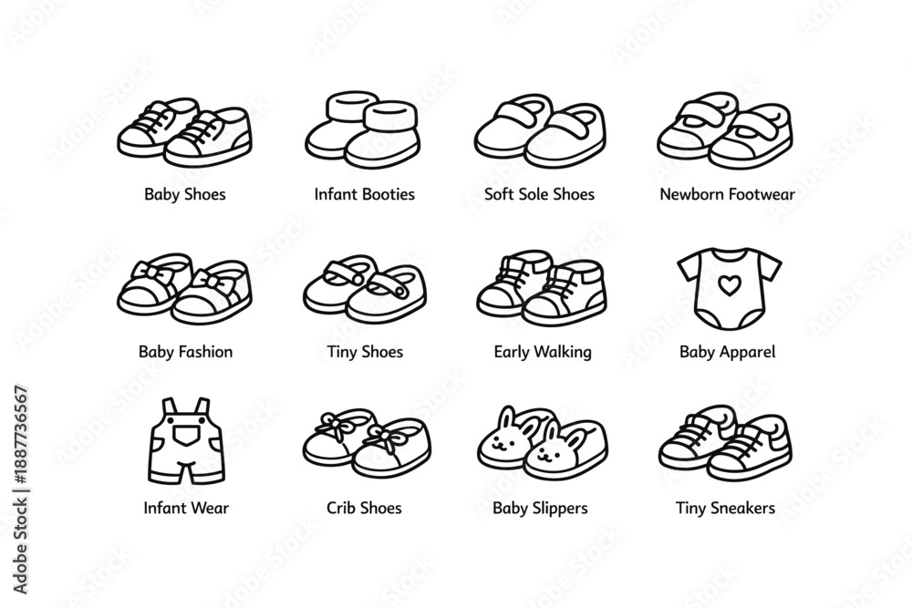 Obraz premium Baby and infant footwear collection with various styles and designs