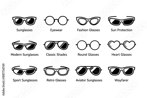 Variety of stylish eyewear designs for fashion and sun protection