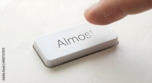 Minimal Button Labeled “Almost”
Description: A UI-style button that promises but never completes.