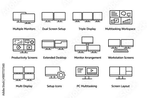 Diverse monitor setups for efficient multitasking and organized workstations