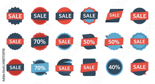 Colorful Vector Illustration Set of Promotional Sale and Discount Offer Labels
