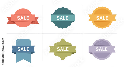 Collection of various graphic sale badges for online promotions and essential retail marketing assets