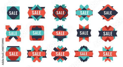 Dynamic Promotional Sale Badges Collection for E-commerce and Marketing Campaigns Flat Design Graphic Elements