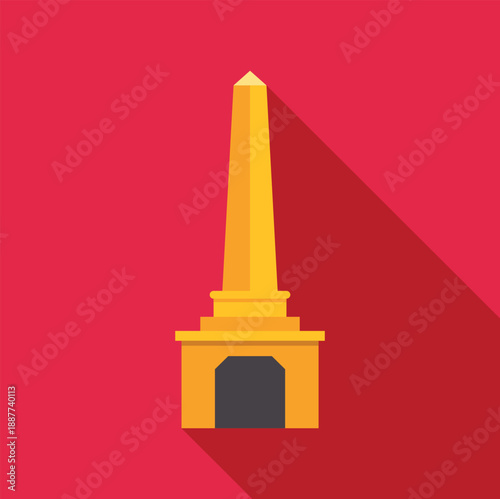 Obelisk monument icon featuring a tall yellow structure casting a long red shadow