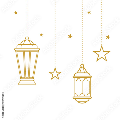 Golden hanging lanterns and stars