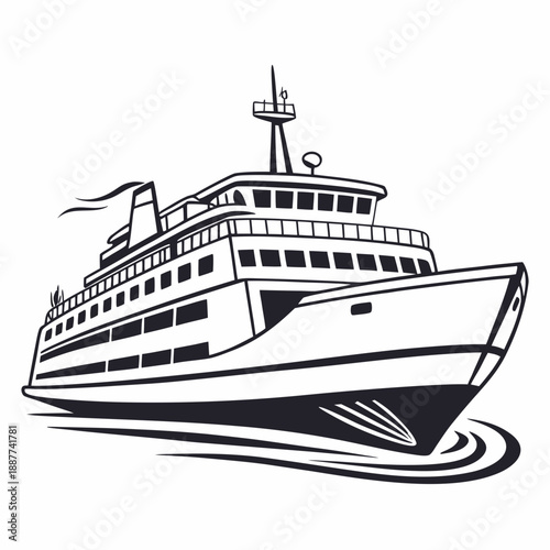 Bild auf Leinwand Large ferry boat illustration