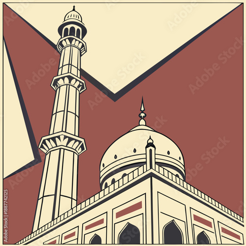 Foto Illustrated mosque with minaret
