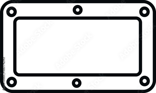 Industrial frame icon featuring an outline rectangle with bolts