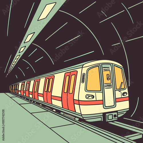 Illustrated subway train