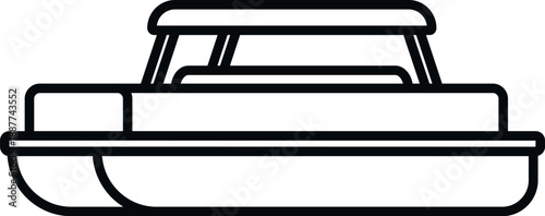 Pontoon boat outline icon representing summer travel and water transport