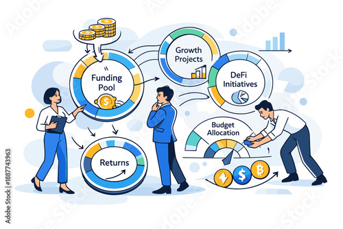 Image Generation. Crypto-backed investment and budgeting. Managers aligning investment pools as incoming
