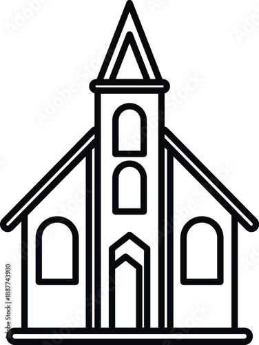Church icon graphic art representing spiritual worship and christianity