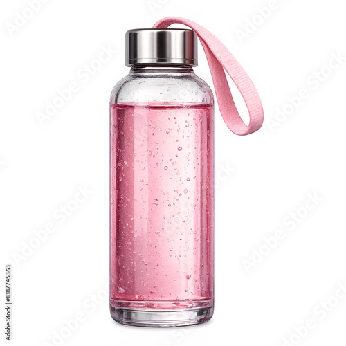 pink glass water bottle with metal cap png water bottle sports supply