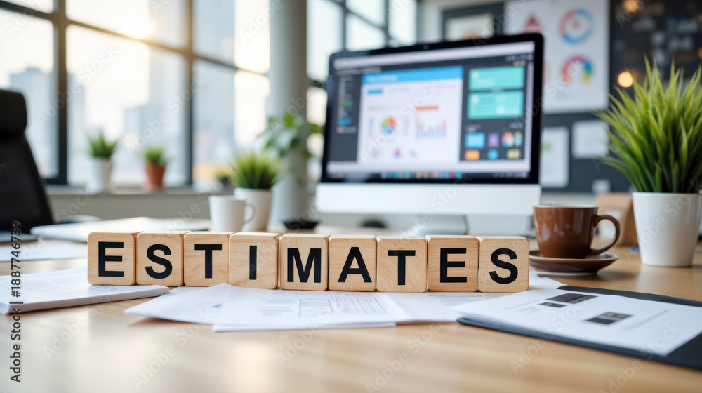 Fototapeta premium Cost estimates and budget forecasting for business projects using data analysis dashboards to support pricing decisions, proposal preparation, and financial control during planning cycles