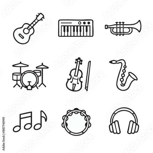 Various musical instruments and equipment