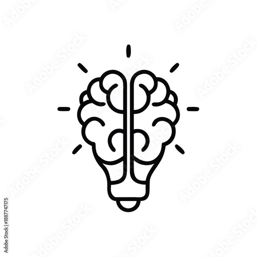 Brain, lightbulb, idea, inspiration, innovation, vector icon