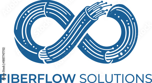 Modern Infinity Fiber Optic Cable Logo for High-Speed Internet and Telecommunications Solutions