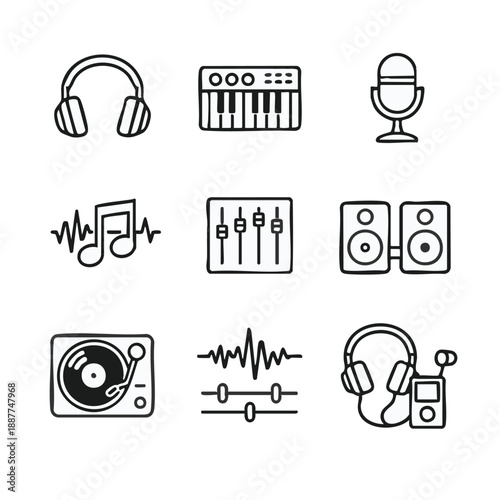 Music icons for audio and sound