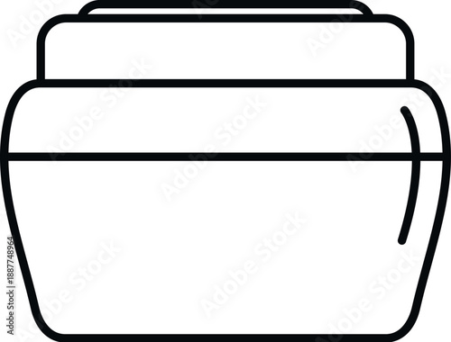 Line art vector icon illustrating a cosmetic cream jar, representing beauty and skincare products