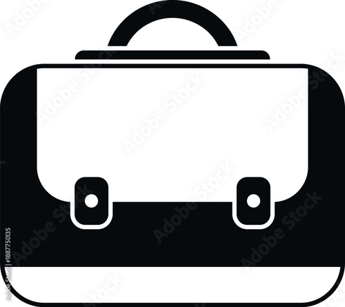 Black and white icon illustrating a business briefcase representing work and career