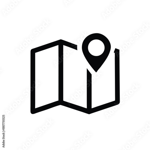 Folded Map Location Pin Navigation GPS Icon