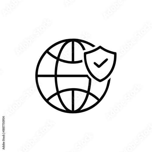 Secure Global Network Shield Protection Icon