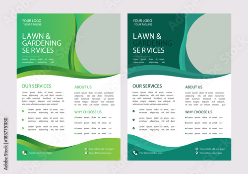 Lawn-and-garden flyer design template for landscaping services, tree-care, and gardening-service poster and leaflet design.