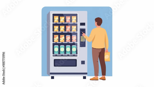 A person selecting items from a modern vending machine filled with snacks and beverages.