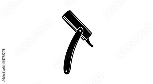 Single Straight Razor isolated on a white background, classic shaving tool for barbershop and professional use.