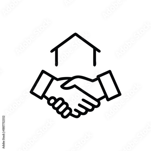 Real Estate Deal Handshake House Symbol