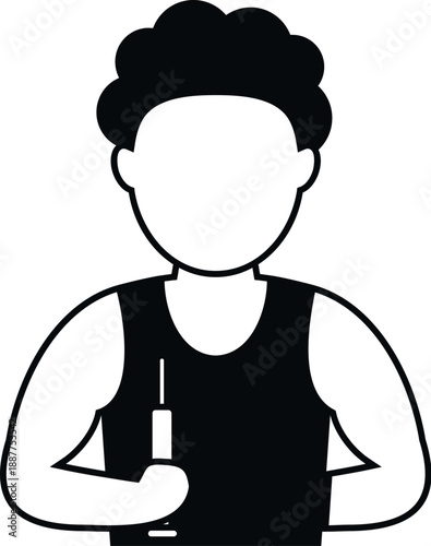 Person icon holding a syringe, representing drug addiction and health issues