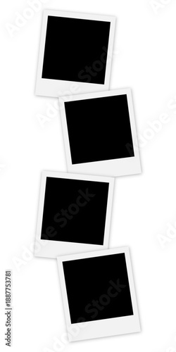 blank 4 photo frames on transparent background