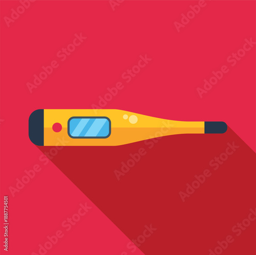 Digital thermometer displaying temperature for fever and health monitoring on a red background