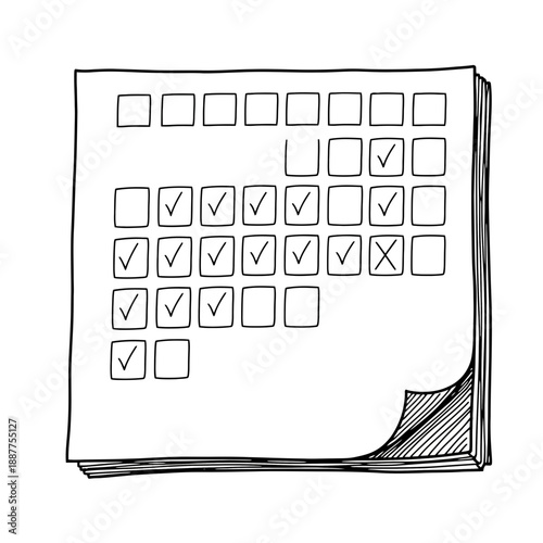 Checklist Calendar Illustration – Task Completion Schedule Planning Concept