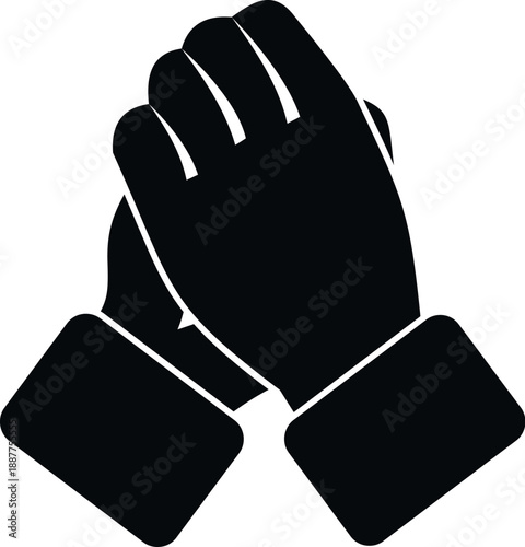 Praying hands silhouette on a white background, symbolizing spirituality and devotion