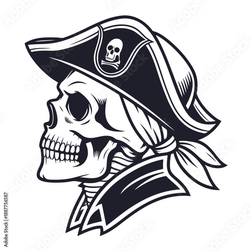 Pirate Skull with Hat - Vintage Tattoo Art