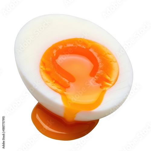 Soft boiled egg on orange saucer