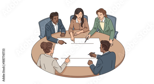 Diverse Leadership Team Collaborating on Strategic Business Implementation and Decision Making