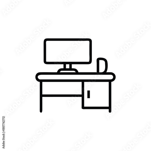 Foto Modern Office Desk With Computer Icon