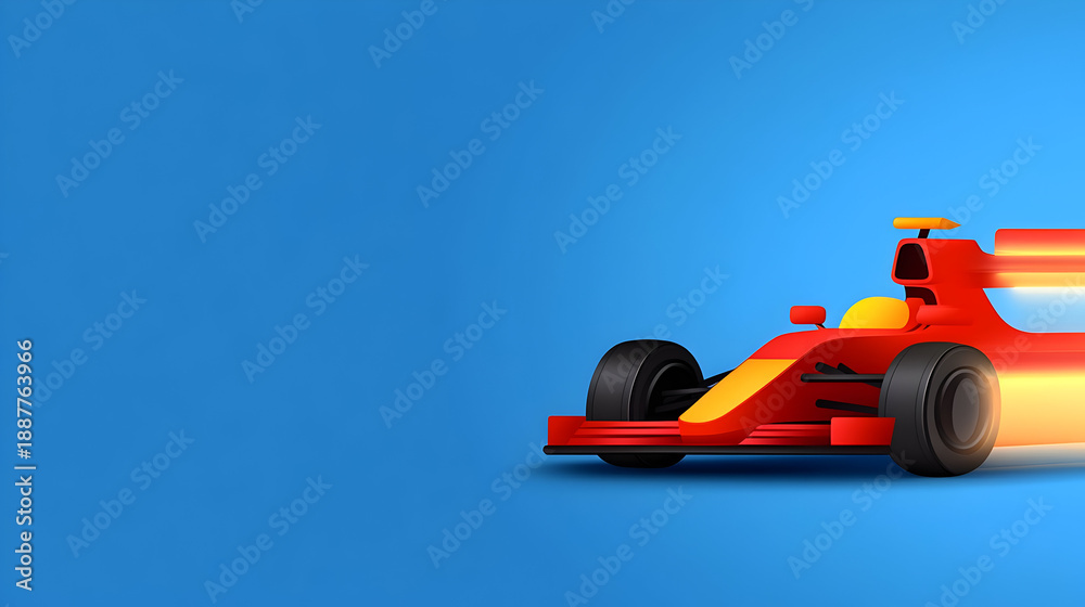 Obraz premium Dark Formula 1 race car against vibrant blue backdrop with flowing light trails