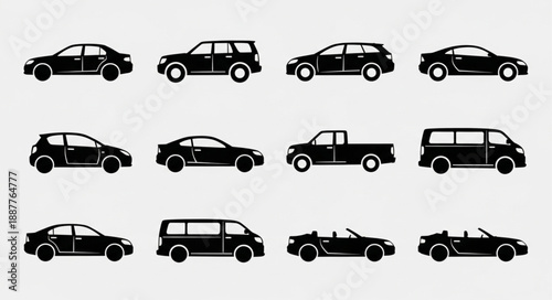 Collection of Diverse Car Silhouettes.