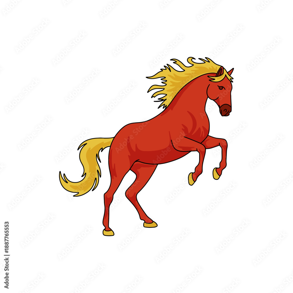 Obraz premium Rearing Red Horse Vector